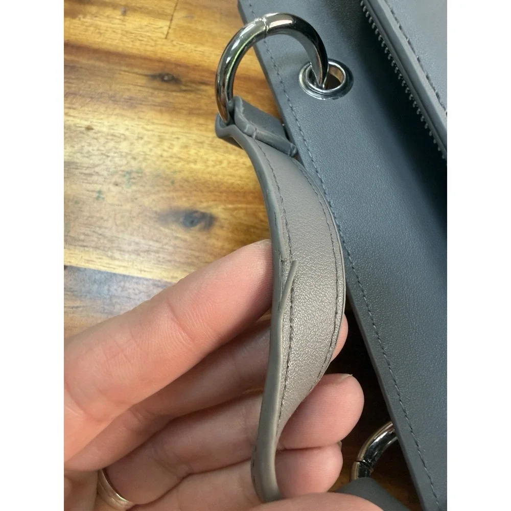 Steve Madden Gray Crossbody Purse Satchel Shoulder Bag Silver Hardware Veg